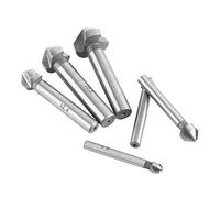 AKLOSIPY 6pc Silver 3-Flute Countersink Cutter Set - High Speed Steel Chamfering & Deburring Bits for Aluminum Wood Plastic - .3mm 8.3mm 10.4mm 12.4mm 16.5mm 20.5mm Round Shank Drill Bit