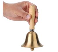 AKLOSIPY 8cm Multi-Functional Hand Bell with Wooden Handle for School, Classroom, Kids Games, and Emergency Calling - 15cm High Copper Bell