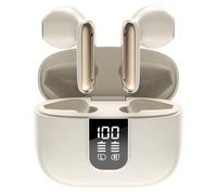 AKLOSIPY ANCENC Earbuds 5.3 Headphones with Digital Display Charging Case, Active Noise Cancelling In-Ear Earphones with Mic, IPX Sport Headset for Running Beige