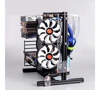 AKLOSIPY ATX M-ATX ITX Open Aluminum Chassis Vertical Overclocking Test with Handle - Benchtop Barebone Frame for DIY PC Building, Thermal Testing & Hardware Prototyping - Compatible with (Black)