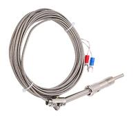 AKLOSIPY BERM Type Compression Spring Thermocouple Probe with Shielded 2m Cable and Miniature Male Plug - Industrial Grade Temperature Sensor for Digital Thermometers, Data Loggers, PID (#5)