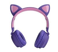 AKLOSIPY Cat Ear Headphones with 3D LED Lights, 5.0, Foldable Design, Built-in Microphone, Connection, Stylish (Purple)