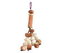 AKLOSIPY Chew Toys with Corn Cob & Cuttlefish Bone, Safe Edible Coloring for Budgies & Cockatiels, Boredom Relief & Fun (Rattan Ball Model)