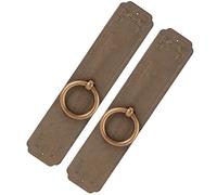 AKLOSIPY Chinese Ming Qing Replica Bronze Huiwen Pattern Single-Hole Cabinet Pull Handle Set - 10cm Center-to-Center, Pure Copper Antique Finish for Kitchen Cabinets Wardrobes Dressers (16cm)