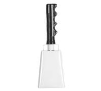 AKLOSIPY Cow Bell Noise Maker with Ergonomic Handle for Sporting Events, Weddings, and Family Gatherings - Percussion Musical Instrument (White)