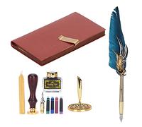 AKLOSIPY Dip Calligraphy Pen Set with Lacquer, Elegant Feather Fountain Pen Gift Box for Artists & Calligraphy Enthusiasts (SP139033 Tibetan Blue)