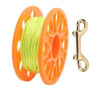 AKLOSIPY Dive Reel with Fluorescent Line, Orange Plastic Finger Spool with Copper Double Ended P Hook, Diving Line Reel for Cave Technical Wreck Diving, Compact Guideline Spool with 8 (Orange)