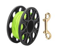 AKLOSIPY Dive Reel with Fluorescent Line, Orange Plastic Finger Spool with Copper Double Ended P Hook, Diving Line Reel for Cave Technical Wreck Diving, Compact Guideline Spool with 8 (Black)