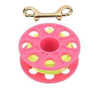 AKLOSIPY Dive Reel with Fluorescent Line, Orange Plastic Finger Spool with Copper Double Ended P Hook, Diving Line Reel for Cave Technical Wreck Diving, Compact Guideline Spool with 8 (Pink)