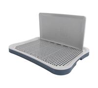 AKLOSIPY Dog Training Toilet with Wall Column, Super Size Removable Portable Puppy Mesh Training Potty Tray, Chew Indoor Dog Litter Box for Large Small Medium Pets, Plastic Pee Pad Holder (Navy)