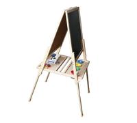 AKLOSIPY Double Sided Art Easel for Kids - Wooden Whiteboard and Chalkboard with Magnetic Features, Erasable Drawing Board for Learning
