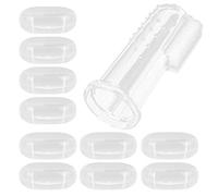 AKLOSIPY Finger Toothbrush Set - 10-Pack Infant Silicone Tongue & Gum Cleaner with Reusable Storage Shell, Food-Grade Safe, Boil-Sterilizable for Newborns, Teething Babies & Toddlers (Transparent