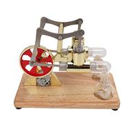 AKLOSIPY Golden Two Cylinder Stirling Engine Model - Educational Scientific Toy for School & Home Experiments, Ideal Kids & Science Enthusiasts