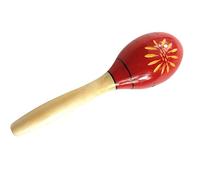 AKLOSIPY Handcrafted Wooden Maracas Percussion Instrument for Kids - Educational Musical Fun for Parties and Carnivals (Long Red Carved Flowers)