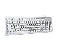AKLOSIPY HJK920 Steampunk Retro Mechanical Gaming Keyboard with Mixed Backlight, Blue Clicky Switches, 104 Keys, USB Wired for PC/Laptop, Ergonomic Design for, Steam, CS: (White)