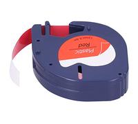 AKLOSIPY Label Tape Replacement for LETRATAG Machine Ribbon - 12mm X 4m with Letters on Eye-Catching Red Background (12mm red Background with Black Characters 91203)