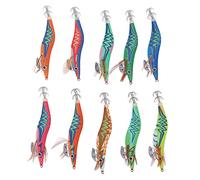 AKLOSIPY Lifelike Squid Jig Fishing Baits with 3D Eyes and Feathered Design - Luminous Saltwater Lures for Enhanced Fishing Experience (3.0#)