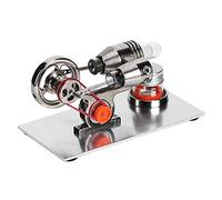 AKLOSIPY Miniature Stirling Engine Model Steam Power Physics Toy for Education and Gift Silver