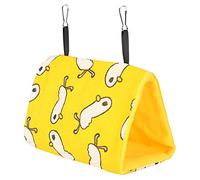 AKLOSIPY Parrots Hammock for Birds, Soft Flannel Cave Bed with Access Holes, Easy Design, for Small Pets, Duck Pattern, Yellow Bottom (duck+yellow bottom)