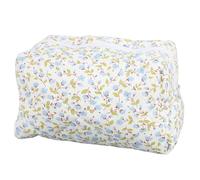 AKLOSIPY Quilted Makeup Bag Floral Cosmetic Pouch Travel Toiletry for Women - Soft Lightweight Orange Floral Pattern Brush & Skincare Storage Bag with Zip Closure (Blue)