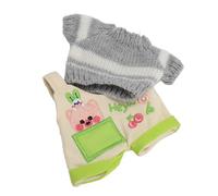 AKLOSIPY Soft Plushie Doll Clothes with Pattern for 20cm Dolls - Comfortable, Easy-to-Use Outfit Coat & Pants (Grey White)