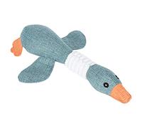 AKLOSIPY Squeaky Goose Dog Chew Toy - Cute Coffee-Colored Plush Pet Toy for Small Medium Dogs & Puppies, Cotton-Linen Squeak Chew for, Mental Stimulation and Interactive Play (Navy Blue)