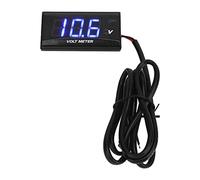 AKLOSIPY Universal LCD Motorcycle Voltmeter Ultra Thin with Left Bracket & Voltage Warning for DC12V Systems (Blue)
