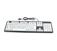 AKLOSIPY USB Wired Large Print Keyboard for Seniors, 104 Key High Contrast Computer Keyboard with White Big Letters for Elderly Low Users, Plug and Play Standard Full Size Typing Board (Black)