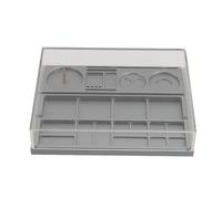 AKLOSIPY Watch Parts Storage Box with Balance Wheel Clamp Support - Alloy Steel Movement Tray + Acrylic Cover for Mechanical Watch Repair, Organizes Screws, Springs, Jewels & Bridges -