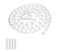 AKLOSIPY White Spiral Cable Wrap Tube .5m * 28mm, Flexible Zip-Up Wire Cord Protector, Reusable Cable Management for TV Computer, Wire Storage Pipe Bundle (1.5m*28mm)