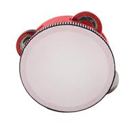AKLOSIPY Wooden Handheld Tambourine with Jingles, Kids Educational Percussion Instrument for Music, Dance, and Performance (4 Inch Red)
