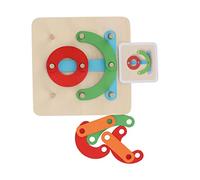 AKLOSIPY Wooden Letter Construction Puzzle for Kids - Develop Thinking, Hand-Eye Coordination & Creativity - Safe & Toy for Ages 36 Months+
