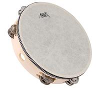 AKLOT 10" Tambourine Hand Held Drum 8 Pairs Double Row Metal Bell Jingles Beech Percussion Musical Educational Instrument for Party Dance & Song Accompaniment