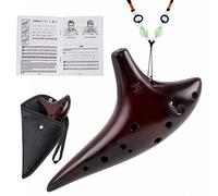 AKLOT 12 Holes Ocarina Alto C Smoked Straw Fired Ceramic Ocarinas with Protective Bag Starter Song Booklet for Kids and adult