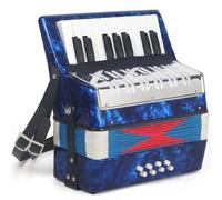 AKLOT 17 Key Piano Accordion, Lightweight Kids Accordion, Celluloid Accordions Brighter and Pure Tone than Plastic, Durable Metal Cover with Straps, Manual for Children, Beginners Acordeón (Blue)