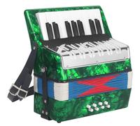 AKLOT 17 Key Piano Accordion, Lightweight Kids Accordion, Celluloid Accordions Brighter and Pure Tone than Plastic, Durable Metal Cover with Straps, Manual for Children, Beginners Acordeón (Green)
