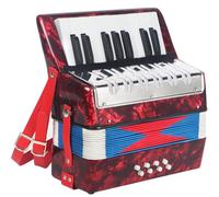 AKLOT 17 Key Piano Accordion, Lightweight Kids Accordion, Celluloid Accordions Brighter and Pure Tone than Plastic, Durable Metal Cover with Straps, Manual for Children, Beginners Acordeón (Red)