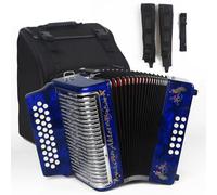AKLOT 31 Key 12 Bass Accordion, FBE, Celluloid Body, Metal Cover Accordions Louder Clearer Timbre Than Plastic, Luxury Thicker Backpack, Belts, Embedded Imitation Diamond 31 Buttons Diatonic Acordeón