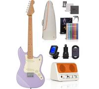 AKLOT 36-inch Kids Electric Guitar: 3/4 Size Mini Electric Guitar Kit with Solid Body, 1.5 In Neck Width for Beginners, 10W Amp, Gig Bag, String, Strap, Cable, Picks,Lesson Book (Lavender Purple)