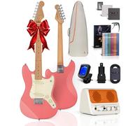 AKLOT 36-inch Kids Electric Guitar: 3/4 Size Mini Electric Guitar Kit with Solid Body, Narrower Neck Width for Beginners, 10W Amp, Gig Bag, String, Strap, Cable, Picks,Lesson Book (BerryPop Pink)