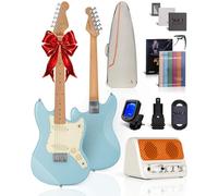 AKLOT 36-inch Kids Electric Guitar: 3/4 Size Mini Electric Guitar Kit with Solid Body, Narrower Neck Width for Beginners, 10W Amp, Gig Bag, String, Strap, Cable, Picks, Lesson Book (FrostSky Blue)