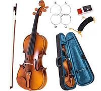 AKLOT 4/4 Full Size Violin Solid Maple Fiddle Acoustic Violin Kit for Beginners Professionals with Hygrometer Rod Shoulder Drag Rosin Strings Blue Lining Gig Bag