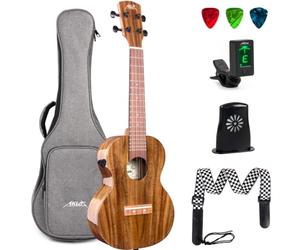 AKLOT All-Solid Acacia Electric Ukulele, 23 Inch Concert Ukelele Super Warm tone for Professional Beginners Adults Uke Kit W/Free Online Courses,Gig Bag,Strap,Tuner,Picks,Book,Humidifier,Clean Cloth