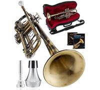 AKLOT Antique Bronze Bb Trumpet: Phosphor Bronze Bell, Smooth Monel Valves, Double Tuning Slides, Standard Trumpet with Premium Leather Case, Lesson Book