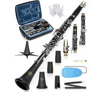 AKLOT B Flat Concert Clarinet: Precision Tone Hole Design for Stable Intonation, Durable Nickel-plated Keys, with Scratch-Resistant Case, Barrel, Clarinet Stand, Cork Grease, Cleaning Kit(Aria-PS)