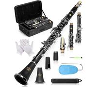 AKLOT B Flat Concert Clarinet: Precision Tone Hole Design for Stable Intonation, Durable Nickel-Plated Keys, Including Scratch-Resistant Bag, Barrel, Full Cleaning Kit, Cork Grease(Ember-MN)
