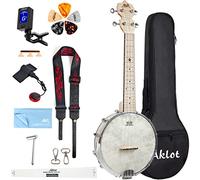 AKLOT Banjo Ukulele, Concert 23 inch Remo Drumhead Open Back Maple Body 15:1 Advanced Tuner with Two Way Truss Rod Gig Bag Tuner String Strap Picks