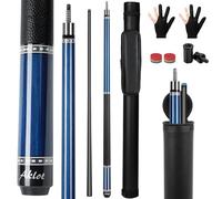 Aklot Carbon Fiber Pool Cue Stick, 58”, 19oz, Low Deflection Pro Billiard Stick, 12.5mm Tip, Maple Butt & Buffalo Leather Grip Weight Adjustment, Pool Cue Kit with Case,Gloves,Tips (Deep Sea Gaze)