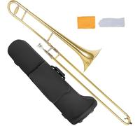 AKLOT Classic Bb Alto Trombone: Entry-Level B Flat Brass Instruments with Hand-Hammered Bell, Anti-Tarnish Gold Lacquer Finish, Ideal for Beginner, Includes Hard Case, Mouthpiece, Gloves, Cloth