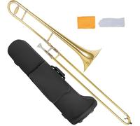 AKLOT Classic Bb Tenor Trombone: Entry-Level B Flat Brass Instruments with Hand-Hammered Bell, Anti-Tarnish Gold Lacquer Finish, Ideal for Beginner, Includes Hard Case, Mouthpiece, Gloves, Cloth